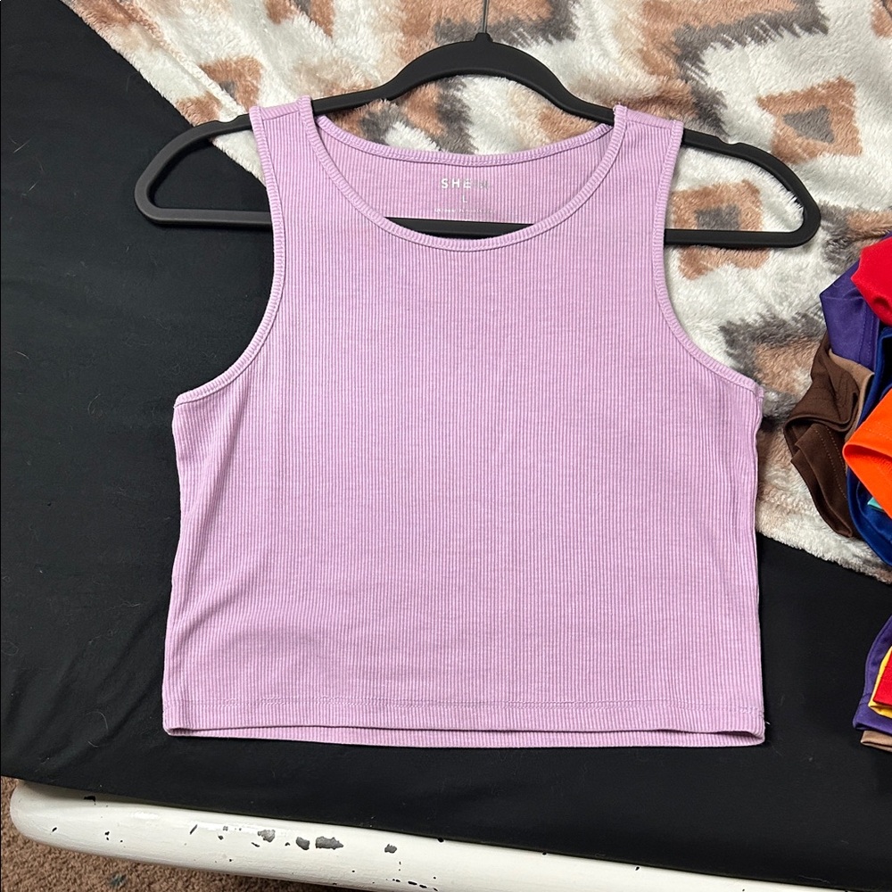 SHEIN Lavender Ribbed Tank Top